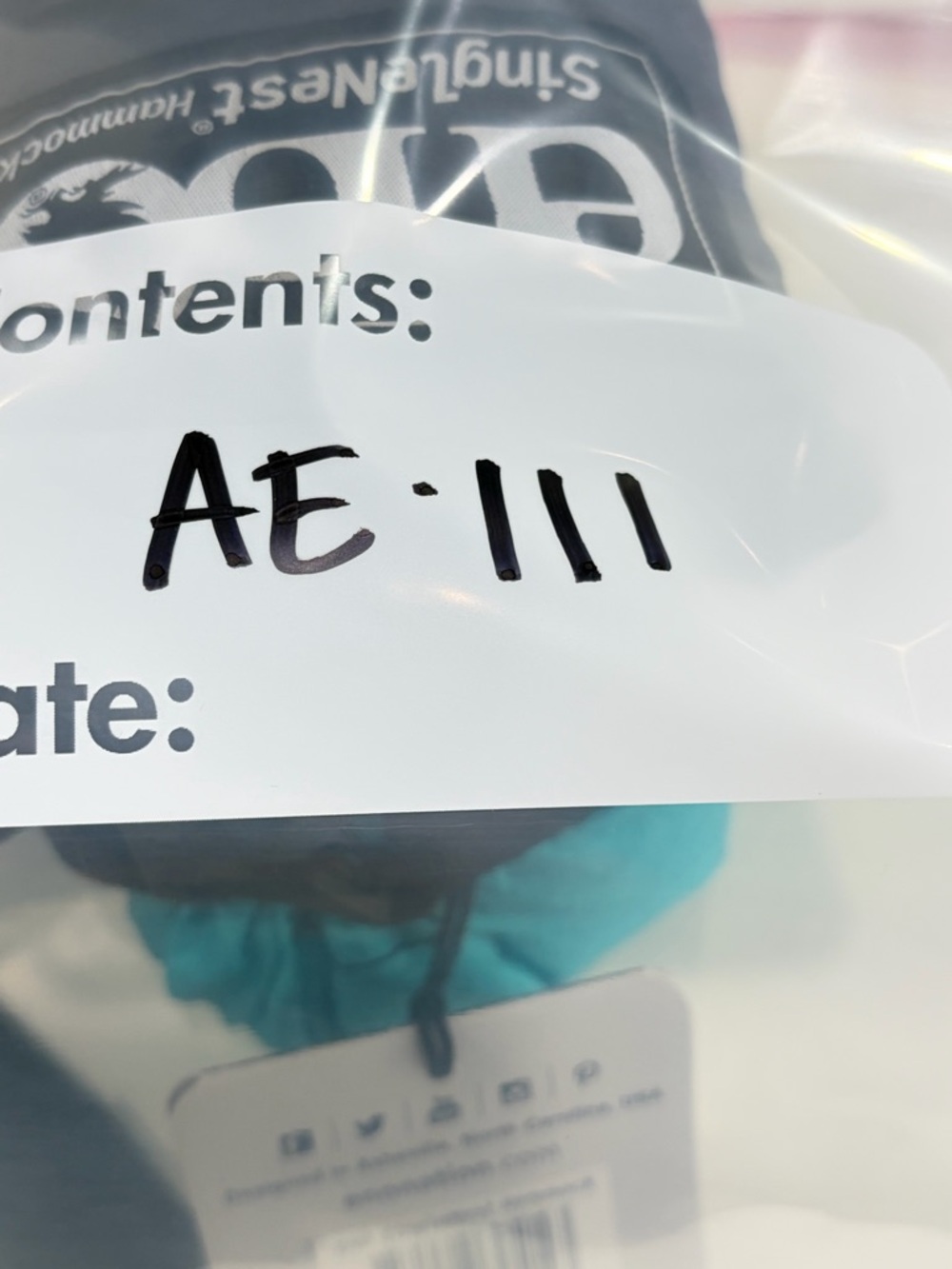 ENO SingleNest Hammock 9’4”x4’7” Aqua Teal Grey NWT Lightweight Durable 400-lb - Picture 7 of 7